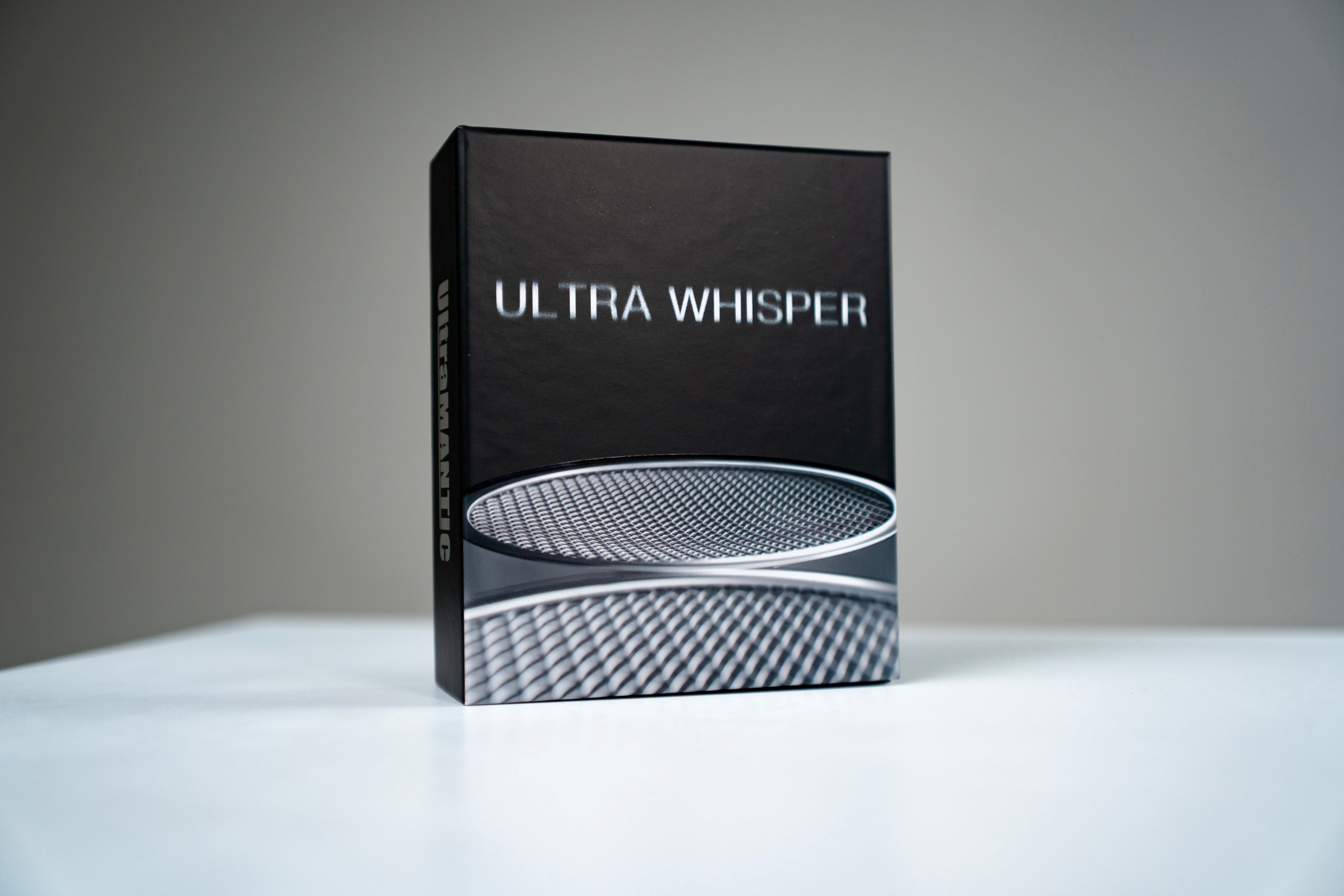 Ultra Whisper product box on a white display surface