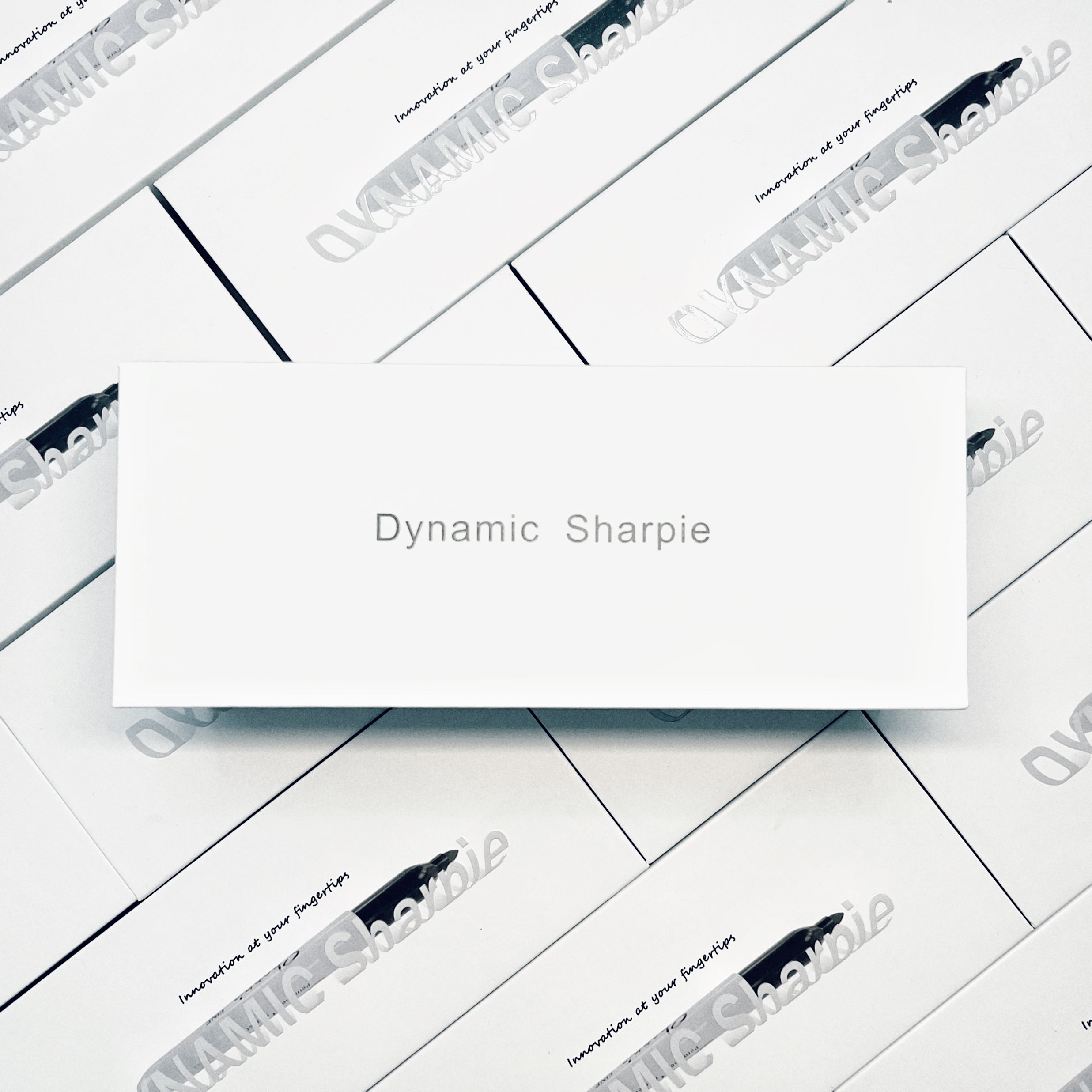 Dynamic Sharpie product box arranged over UltraMANTIC packaging