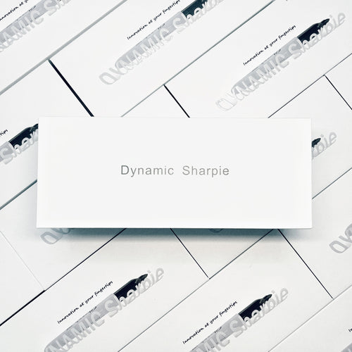 Dynamic Sharpie product box arranged over UltraMANTIC packaging