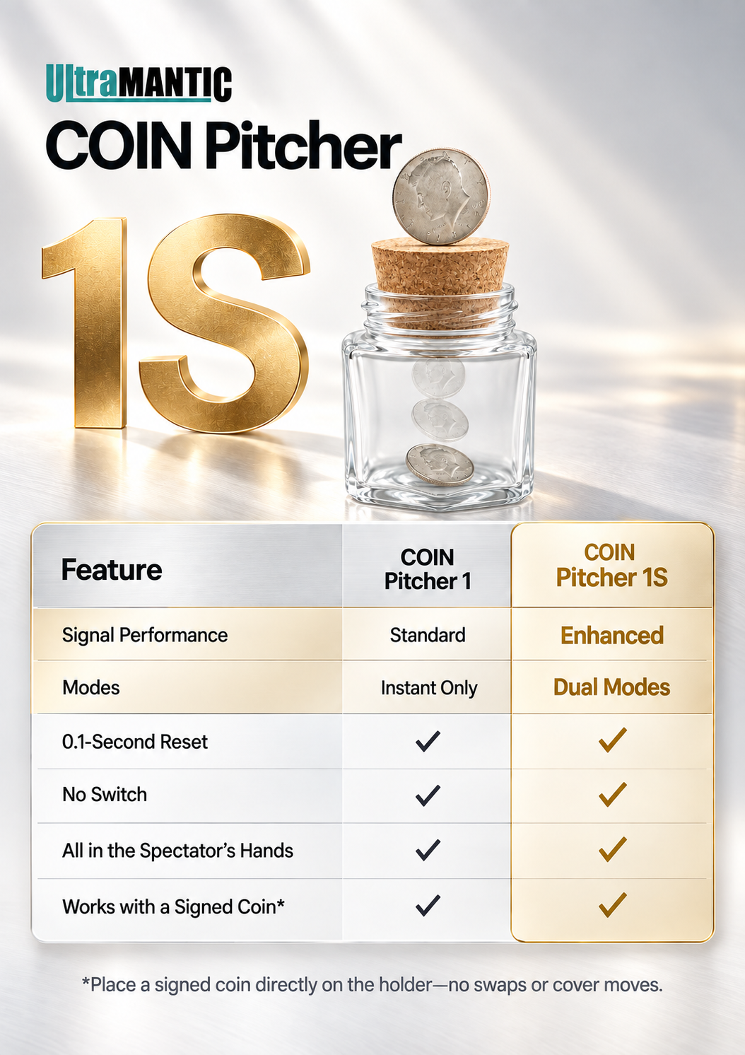 Coin Pitcher 1 vs 1S feature comparison