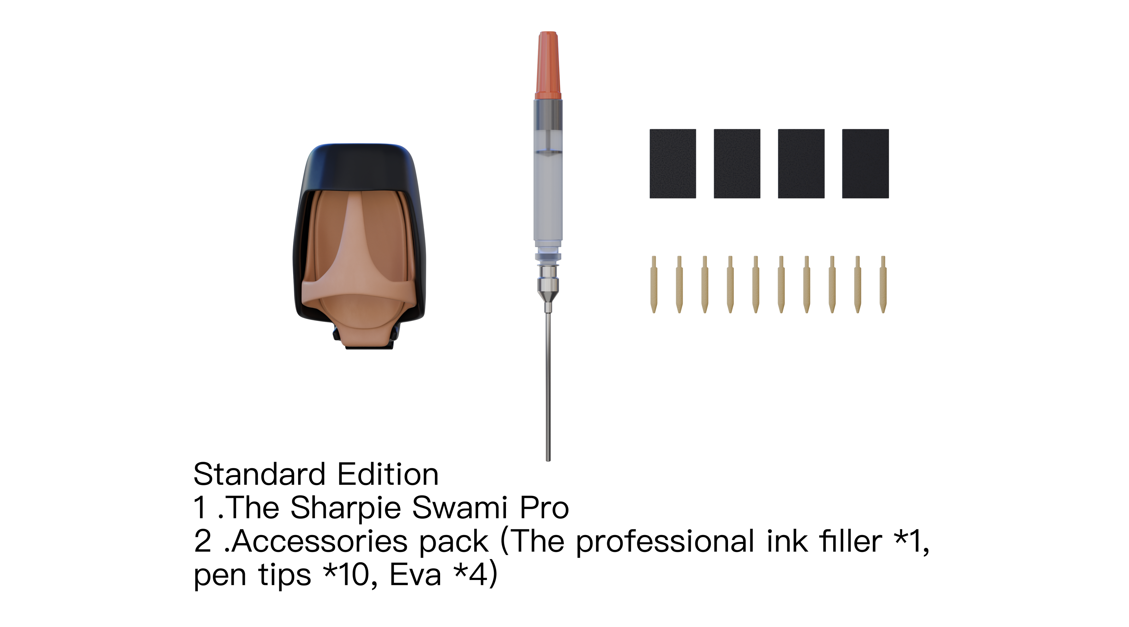 Sharpie Swami Pro Standard Edition contents with pen tips and accessories
